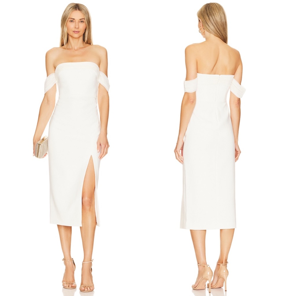 Likely White Off-Shoulder Midi Dress